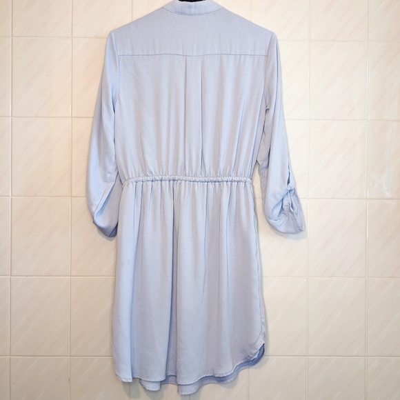 Dynamite Light Blue Drawstring Waist Shirt Dress Size Small - Picture 7 of 12